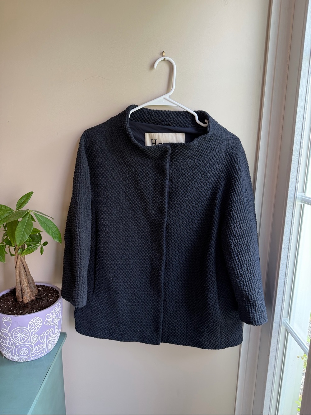 Herno textured cotton jacket with 3/4 sleeves and snap-buttons size 44